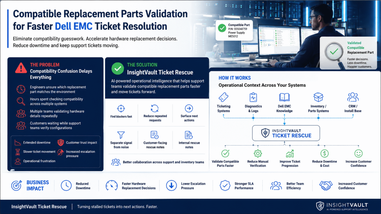 Compatible Replacement Parts Validation for Dell EMC Support Tickets